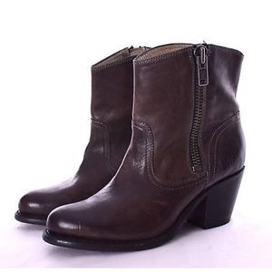 Frye Leslie Leather Moto Biker Heel Ankle